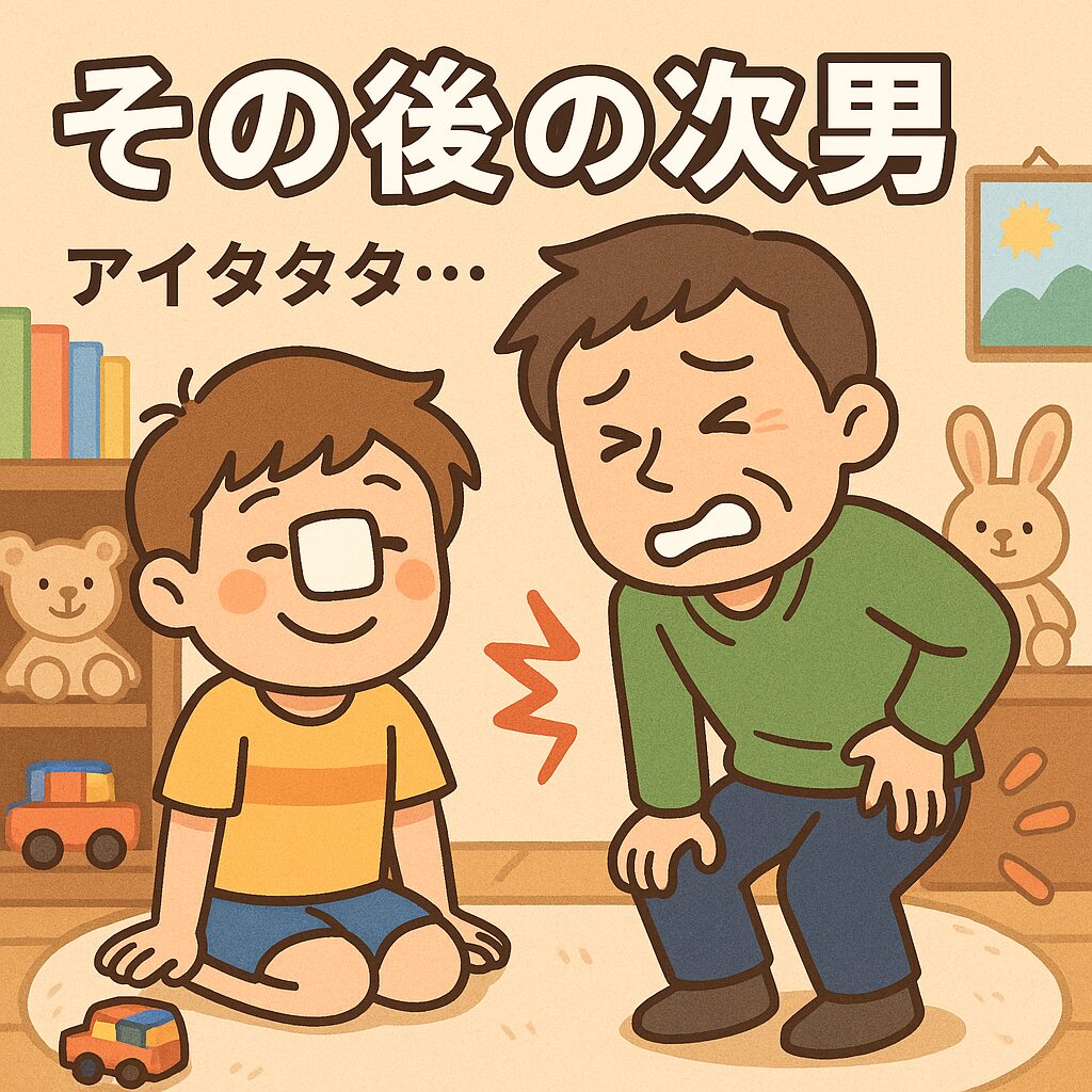 次男の経過は順調 中年の怪我はなかなか治らない。