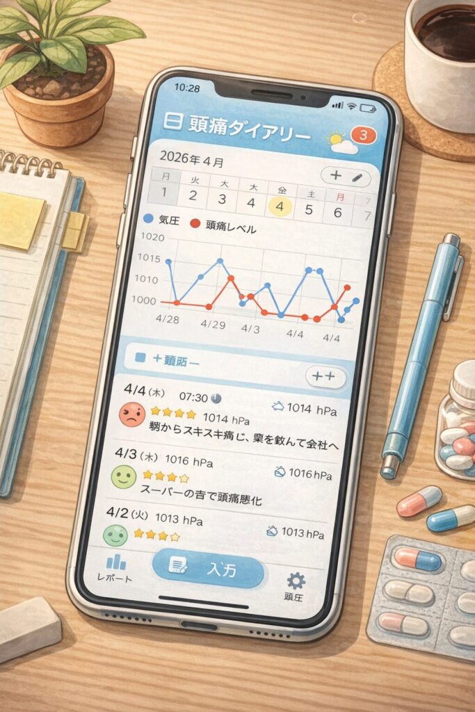 スマホ用の頭痛アプリのイメージ画像