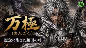 キングダムの創作人物である趙国の万極(まんごく)将軍のアイキャッチ画像